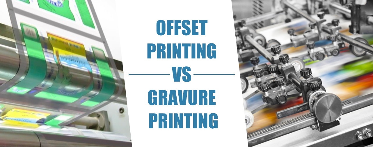 What are the main differences between offset printing and gravure printing?