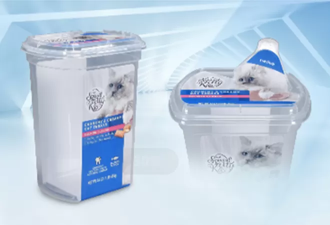 The innovation of IML with special-shaped cover for the 16OZ IML plastic tub