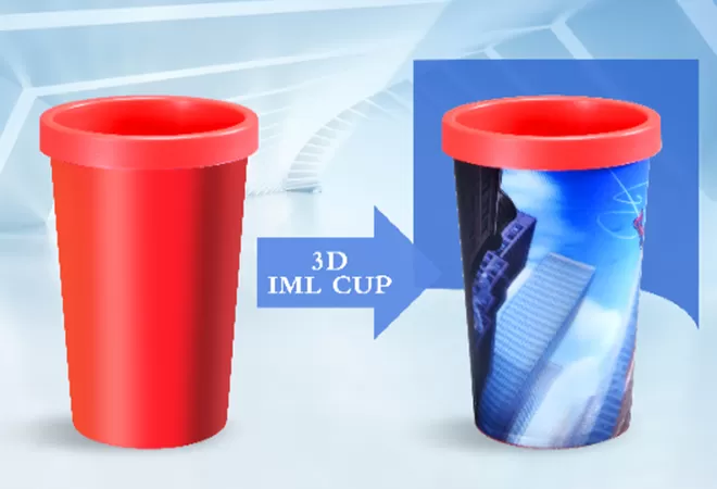 The innovation of plastic round injection cup with 3D IML printing