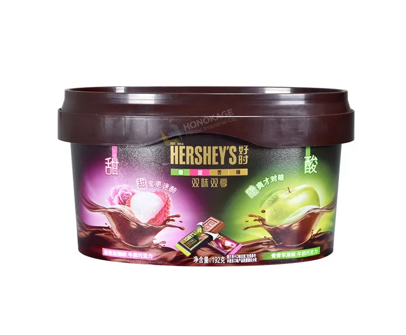 900g IML Plastic chocolate tub oval shape