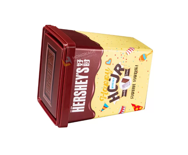 1kg Plastic IML chocolate Container rectangular shape high stand style