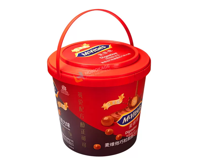 2.2kg  IML Plastic Candy container round shape( with handle)