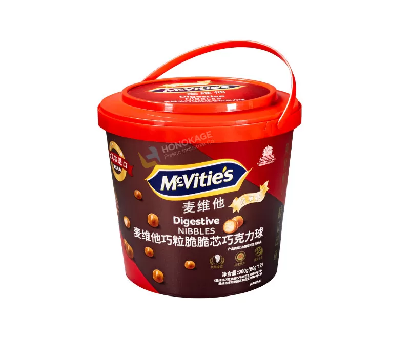 2.2kg  IML Plastic Candy container round shape( with handle)