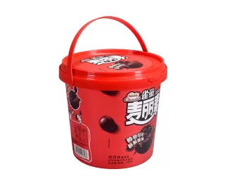 1.2L  IML Plastic chocolates container round shape( with handle)