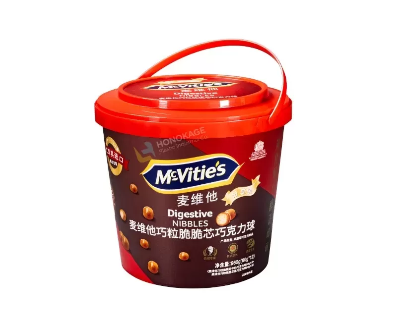 5.0L IML Plastic chocolates ball bucket round shape (with handle)