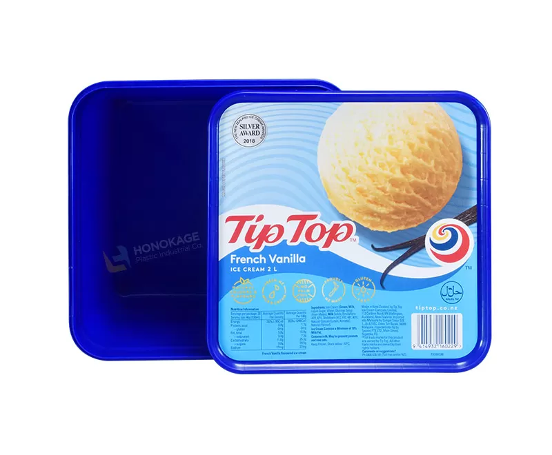 2L IML Plastic Ice Cream  Container square shape