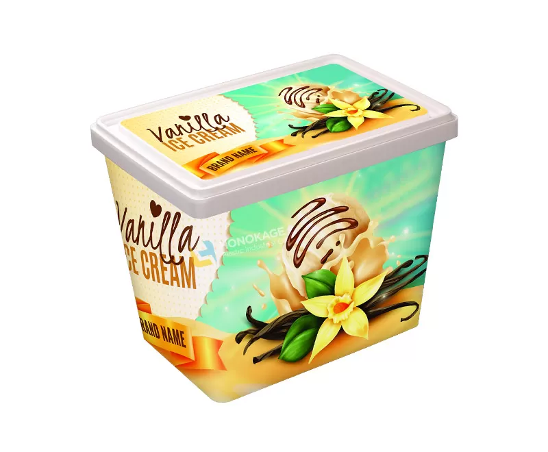 2kg Plastic Ice Cream  Container rectangular shape high stand style