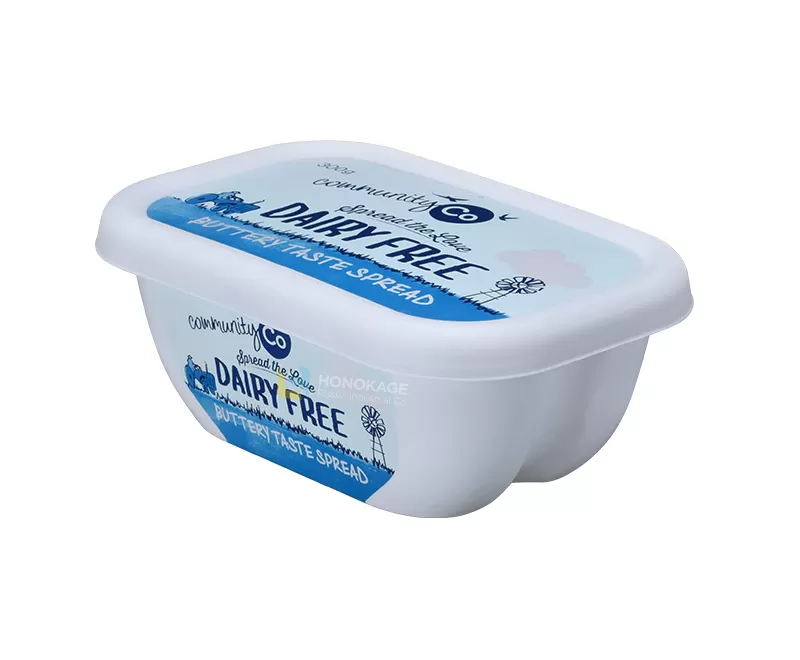 300ml IML Plastic butter Container oval Streamlined shape