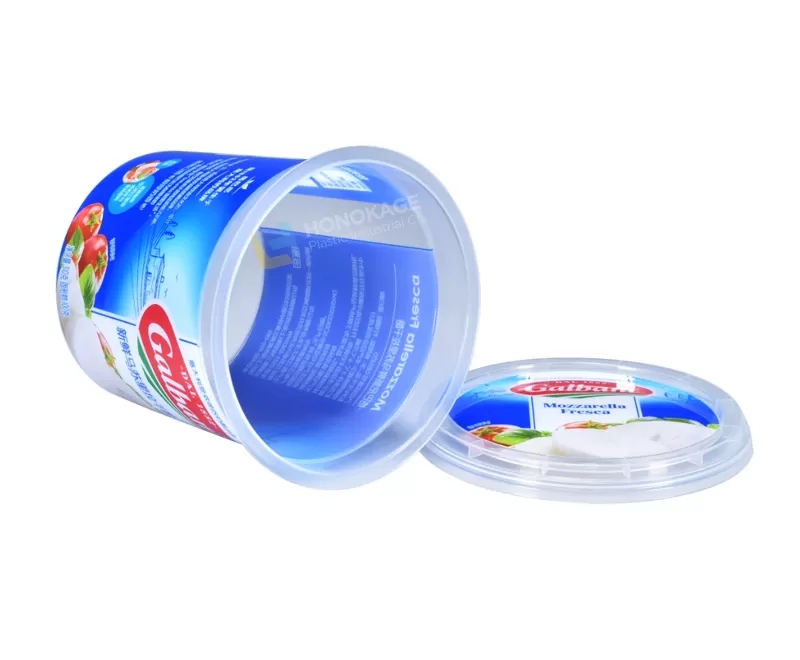 430ml Plastic IML round cheese container with rigid lid