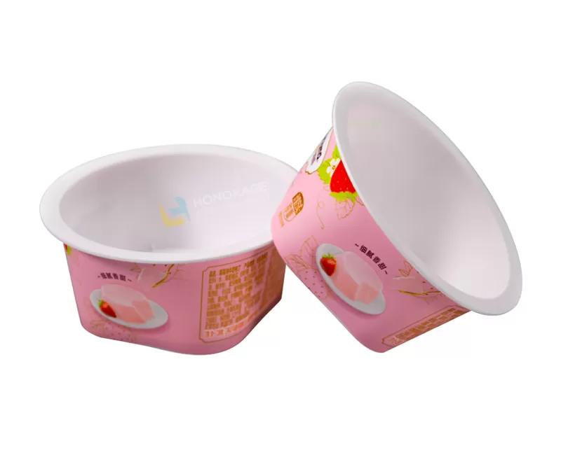 70g IML Plastic yogurt cup round top and square bottom style