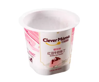 125g IML Plastic yogurt container round top and square bottom style