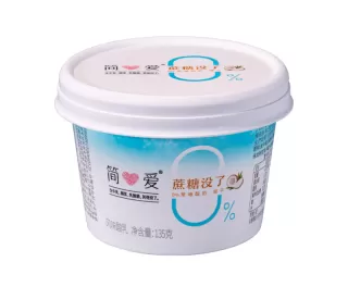 140g IML Plastic yogurt cup packaging round shape with rigid lid and little spoon