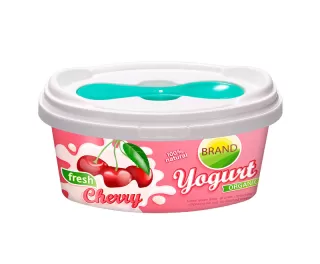 100g IML Plastic yogurt cup packaging oval shape with rigid lid and little spoon