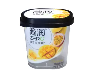 340g IML Plastic yogurt container packaging oval shape with rigid lid and little spoon