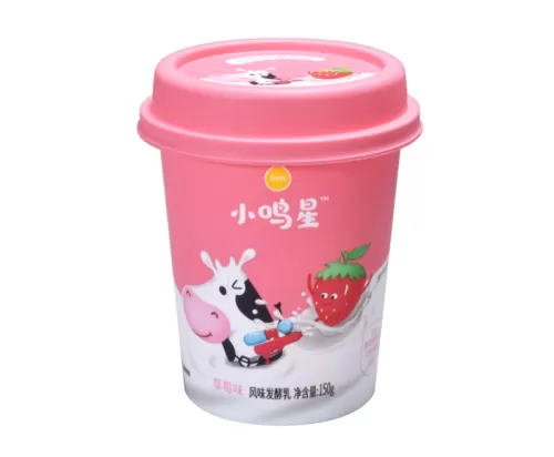 150g IML Plastic yogurt cup packaging round shape with rigid lid and little spoon