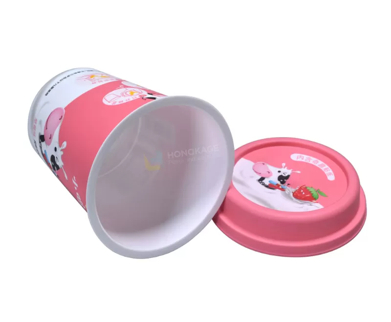 150g IML Plastic yogurt cup packaging round shape with rigid lid and little spoon
