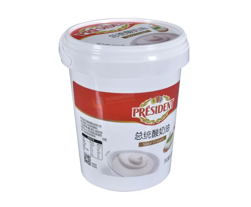 1kg Plastic Round Yogurt Container with Handle