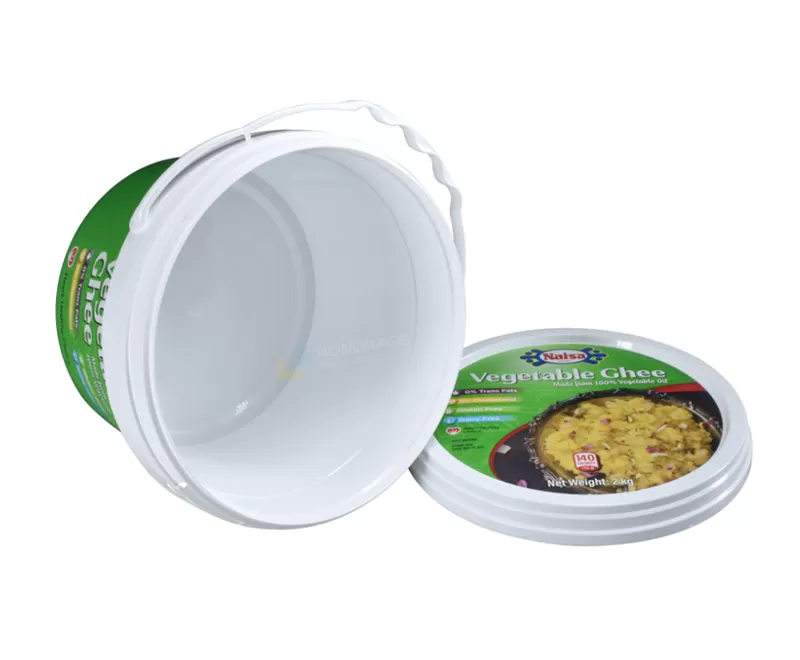 2kg Plastic IML round margarine bucket with handle