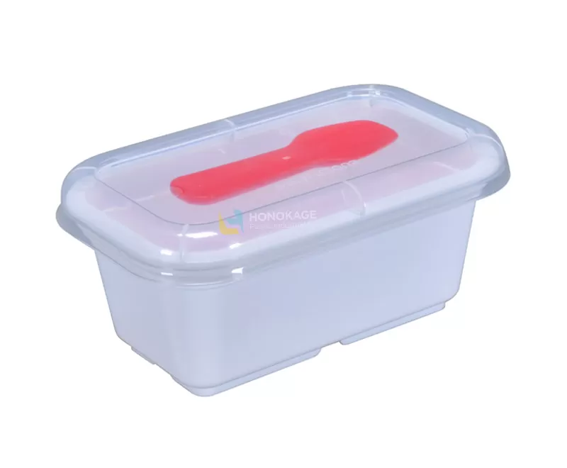 8oz Plastic Rectangular Yogurt Container with Rigid lid and Spoon