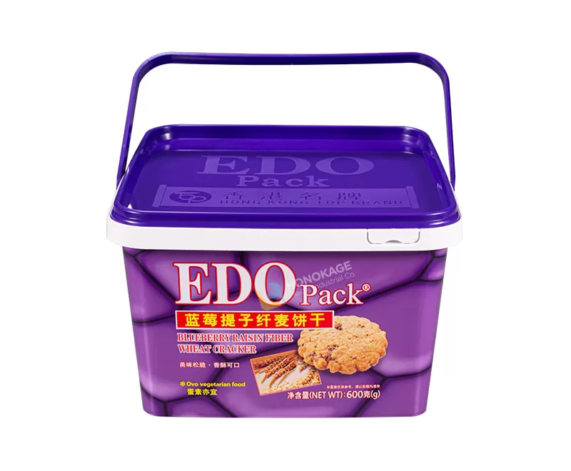 3.0L IML Plastic biscuit bucket square shape with single handle