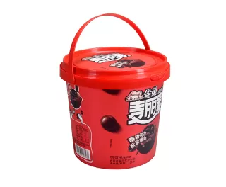 1.2L IML Plastic chocolates bucket round shape (with handle)